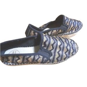 Toni Pons Loafers Womens 6.5 Sequin Espadrille Metallic Shoe Flats Slip On Gold